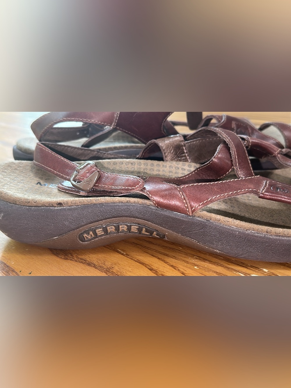 Merrell Dark Brown Leather Adjustable Sandals (shoe24)